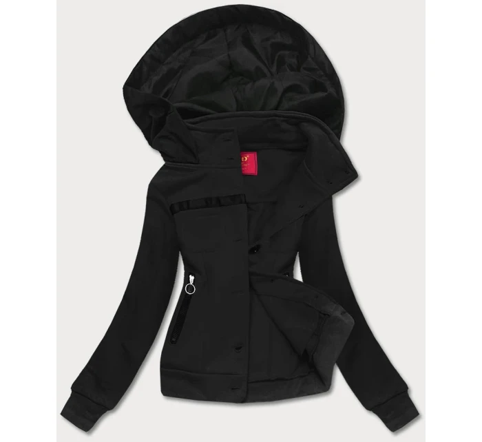 Krátká černá dámská rozepínací mikina model 21224407 - LHD