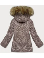 Dámská bunda v barvě cappuccino pro přechodné období s kapucí (H-97)