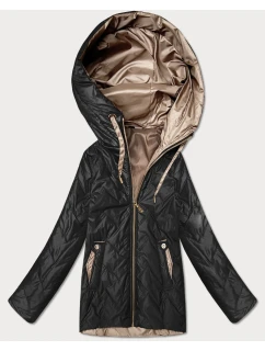 Pikowana kurtka damska z kapturem Goodlookin czarna (B8596-1)