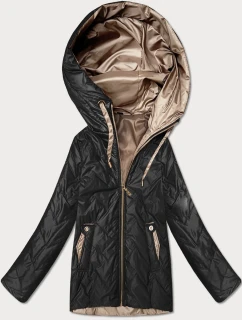 Pikowana kurtka damska z kapturem Goodlookin czarna (B8596-1)