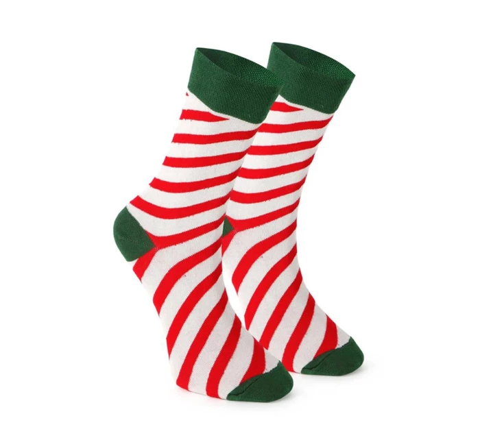 Unisex vánoční ponožky v krabičce – sada 2 párů se Santou a pruhy