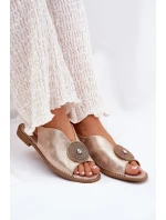 Lesklé Dámské Sandály S Dekorativním Detailem S.Barski KV51-012 Růžové Zlato