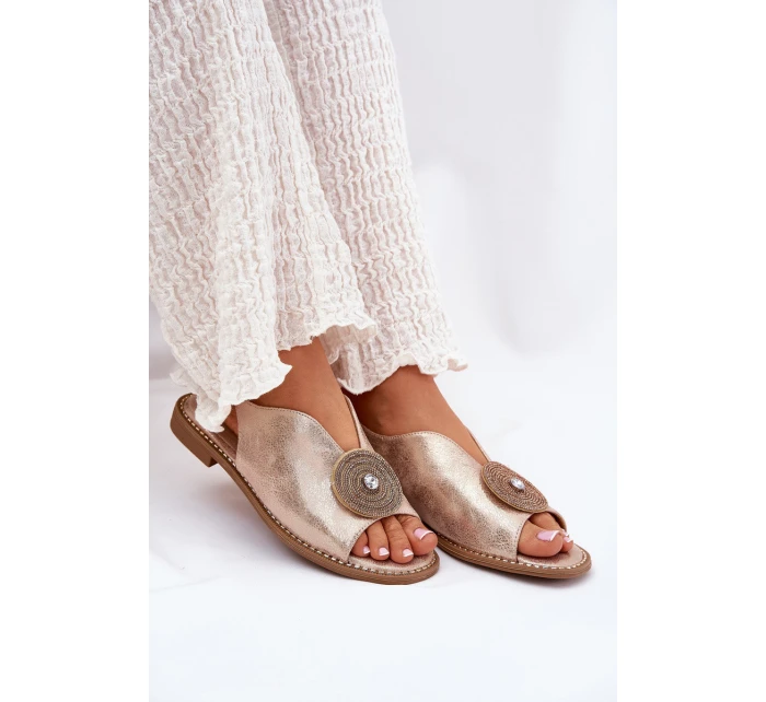 Lesklé Dámské Sandály S Dekorativním Detailem S.Barski KV51-012 Růžové Zlato