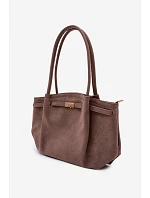 Shopper kabelka z eko semiše tmavohnědá Elleea