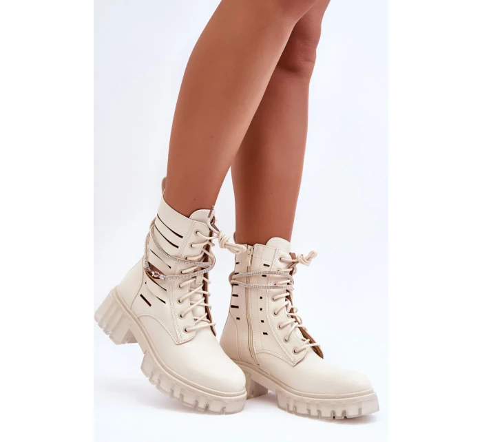 Módní pracovní boty s ozdobným páskou Bežové Rocky Módní pracovní boty s ozdobným páskou Bežové Rocky