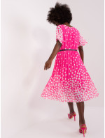 Růžové a bílé puntíkované midi šaty