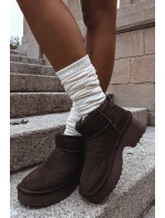 Dámské sněhule Milora z přírodního semiše s kožešinou – čokoládové