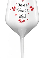 SNÍM O VÁNOCÍCH BÍLÝCH - bílá nerozbitná sklenice na víno 470 ml