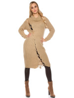 Trendy KouCla chunky knit dress with XL collar