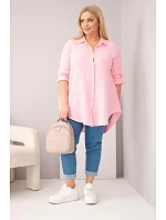 Bavlněná mušelínová košile Plus Size 65622 baby růžová - Kesi