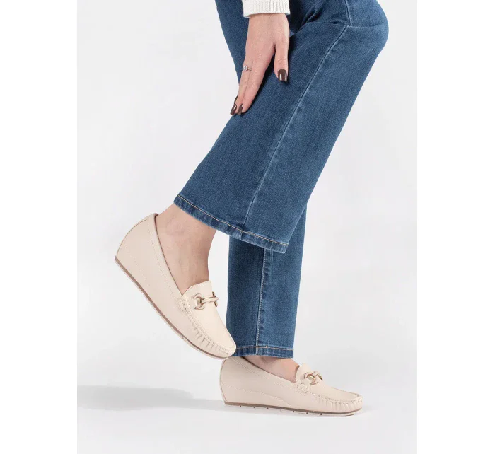 Trendy dámské  mokasíny hnědé na klínku