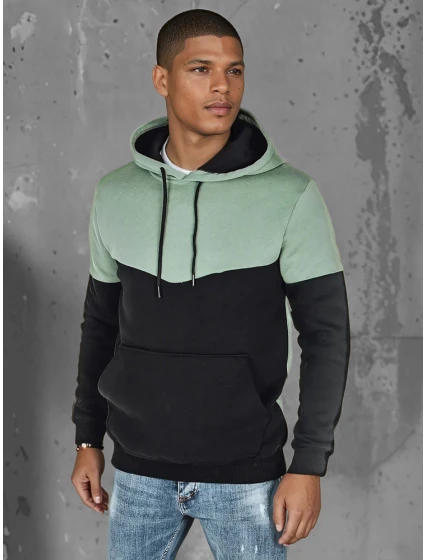 Pánská základní mikina s kapucí v mátové barvě FashionStreet BX5876