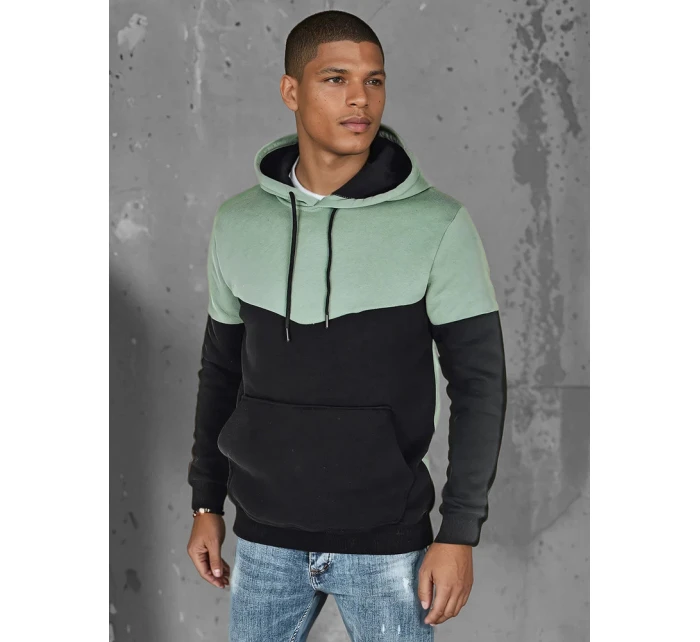 Pánská základní mikina s kapucí v mátové barvě FashionStreet BX5876