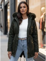 Dámská zimní bunda parka s kožešinou ERISS zelená FashionStreet TY4534z Dámská zimní bunda parka s kožešinou ERISS zelená FashionStreet TY4534z