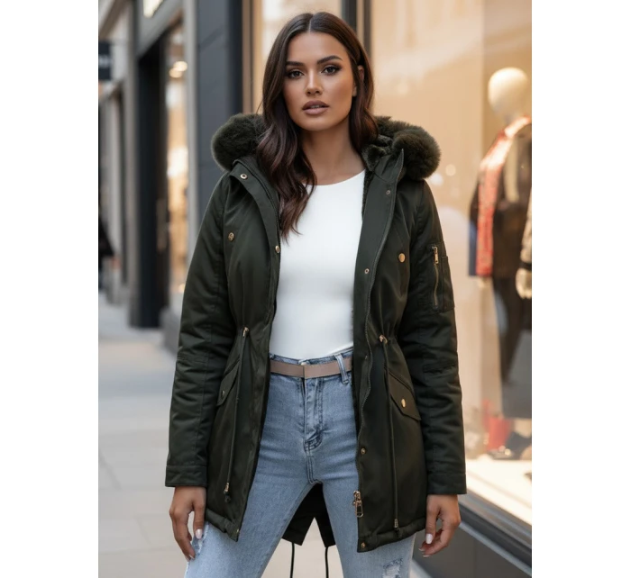 Dámská zimní bunda parka s kožešinou ERISS zelená FashionStreet TY4534z Dámská zimní bunda parka s kožešinou ERISS zelená FashionStreet TY4534z