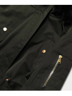 Dámská zimní bunda parka v khaki barvě s kapucí (B531-11)