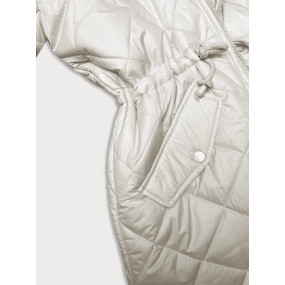 Oboustranná dámská bunda v ecru barvě prošívaná-kožíšek (H-897-11)