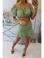 Tmavě mátová vyšívaná sada