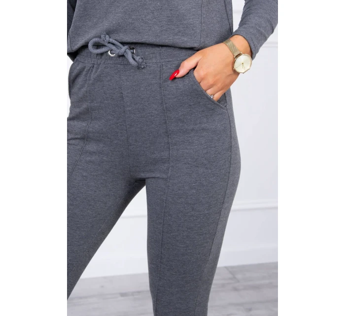 Sada s knoflíkovým výstřihem grafitová