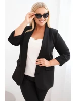 Dámská sako Plus Size bez zapínání s podšívkou XL/2XL černá