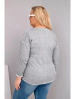 Dámská blůza Plus Size s potiskem Love You More šedá