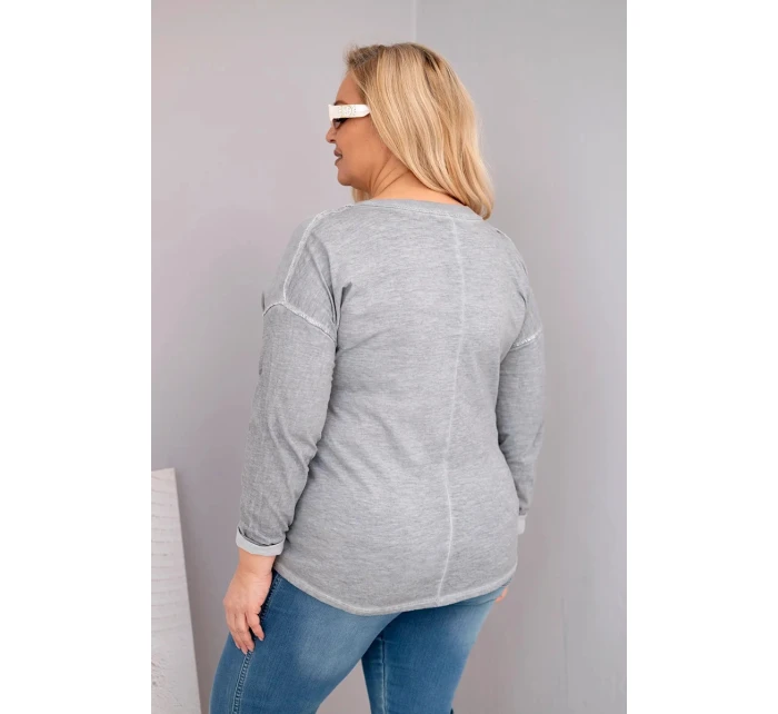 Dámská blůza Plus Size s potiskem Love You More šedá