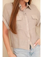 Dámská košile z viskózy s krátkým rukávem a kapsami fango Dámská košile z viskózy s krátkým rukávem a kapsami fango