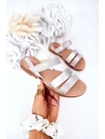 Dětské Lesklé Sandály Stříbrné Natalie Dětské Lesklé Sandály Stříbrné Natalie