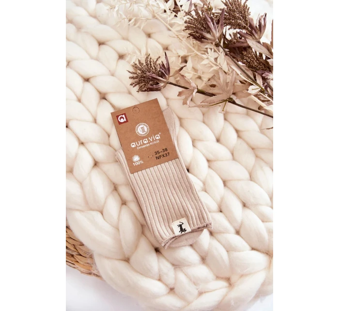 Dámské žebrované ponožky bez tlaku béžové Dámské žebrované ponožky bez tlaku béžové