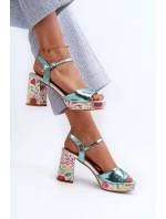 Dámské květinové sandály na vysokém podpatku D&A modré Dámské květinové sandály na vysokém podpatku D&A modré