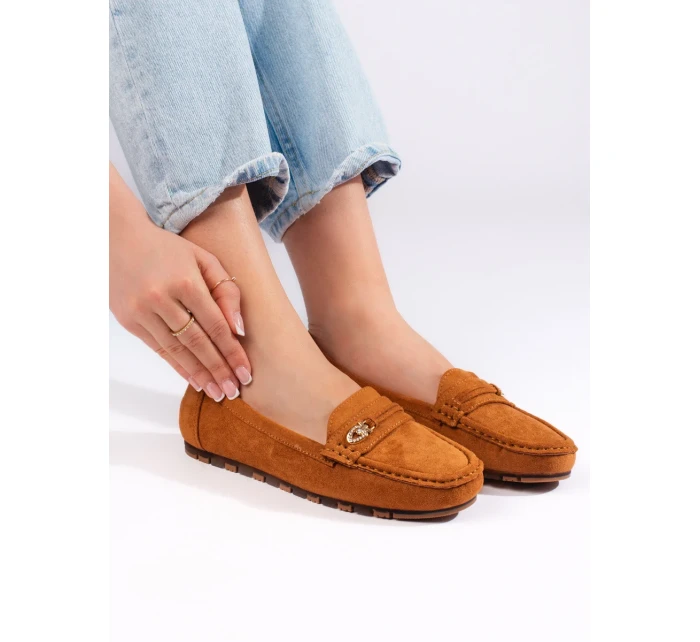 Módní hnědé mokasíny dámské bez podpatku Módní hnědé mokasíny dámské bez podpatku
