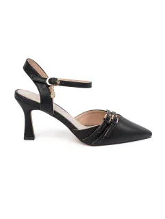 Pěkné  lodičky černé dámské na jehlovém podpatku