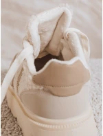 Dámské tenisky s kožešinou na platformě béžové FashionStreet ZY1081