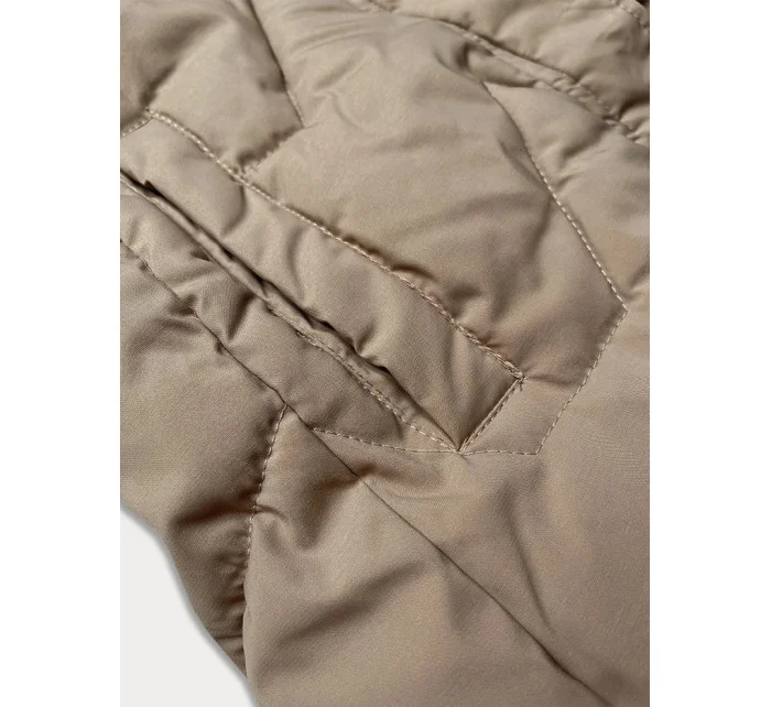 Béžová dámská vesta s kapucí kožešinou model 20689521 - J.STYLE