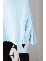 Dámská bavlněná blůza Plus Size s asymetrickým lemem a výřezy modrá