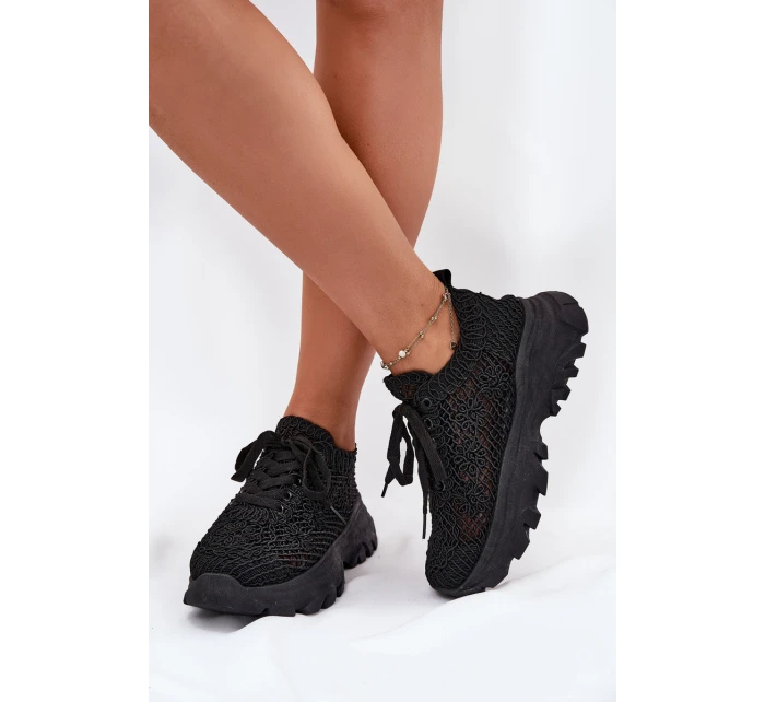 Dámské tenisky s háčkovaným svrškem černé Jelhiris Dámské tenisky s háčkovaným svrškem černé Jelhiris