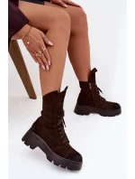 Dámské workery Z Naturalnego Zamszu Zazoo 976 Čokoládové Dámské workery Z Naturalnego Zamszu Zazoo 976 Čokoládové