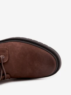 Pánské kožené zateplené kotníkové boty Big Star na zip – čokoládově hnědé