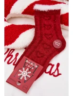 Dětské vánoční ponožky se srdíčky z alpaka vlny – červené