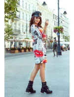 SOPHIE - Pohodlné dámské oversize šaty s novinovým vzorem 281-1