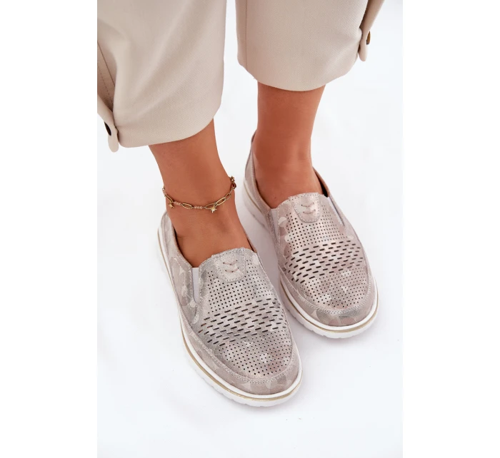 Semišové nazouvací boty Béžovo-zlatá Inez