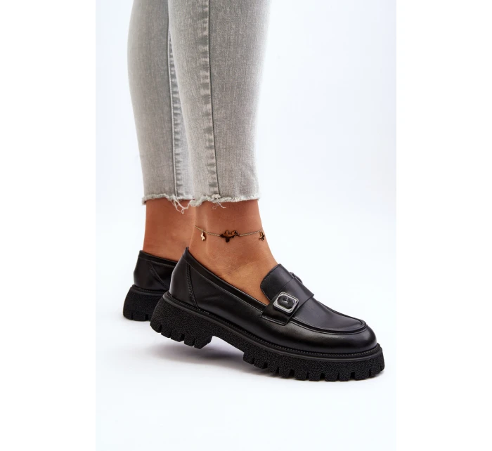 Dámské mokasíny s černým páskem model 21649209 - VINCEZA