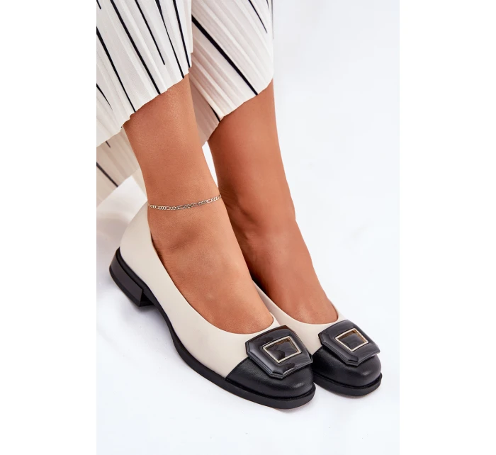 Kožené Baleríny S Dekorací D&A model 21691015 Béžové - S.Barski