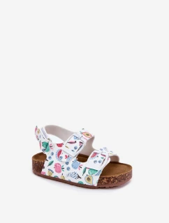 Dětské sandály na korkové podrážce s přezkami ovoce bílé Thessa