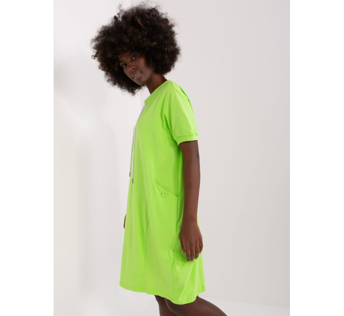 Světle zelené základní šaty s krátkým rukávem