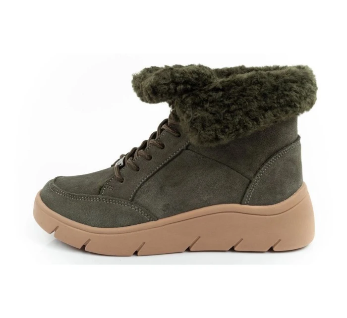 Dámské kotníkové zateplené boty F30232 1020 400Tmavě zelená s hnědou - Scholl