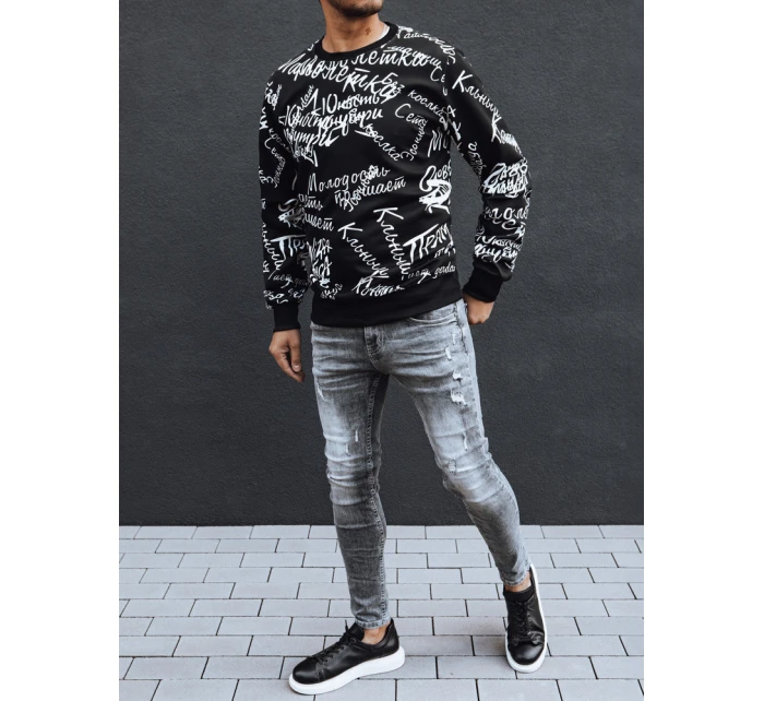 Pánská mikina bez kapuce černá Dstreet BX5739 Pánská mikina bez kapuce černá Dstreet BX5739