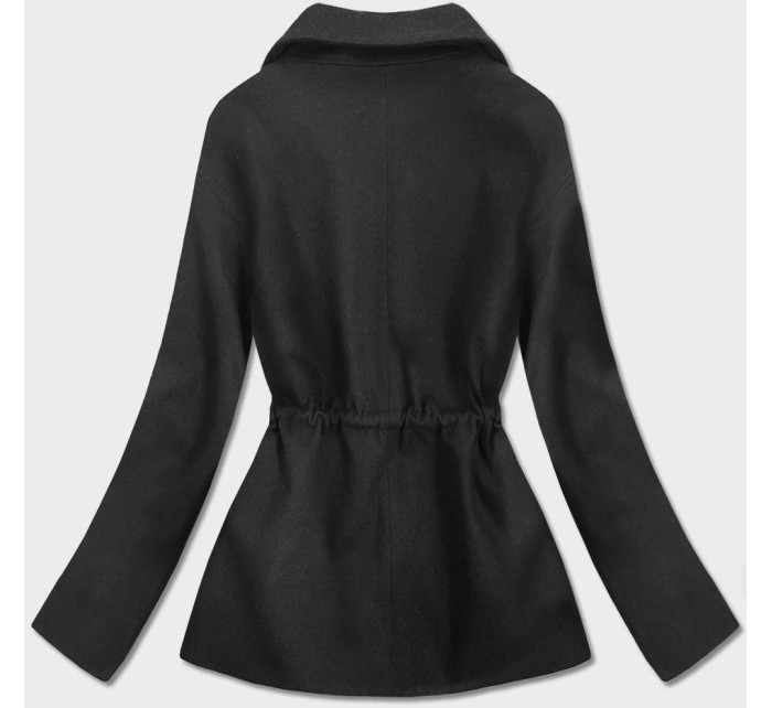 Krátký černý volný dámský kabát (2727)
