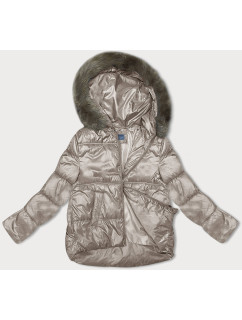 Béžová dámská zimní bunda s kapucí (B8205-12)