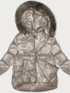 Béžová dámská zimní bunda s kapucí model 18942015 - S'WEST